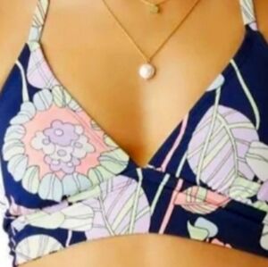 Carve Designs Floral Halter Bikini Top - Blue and Pink, pale lime NWT